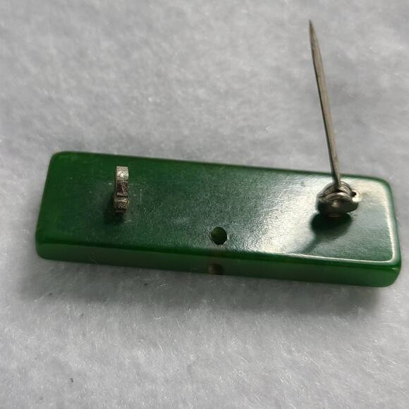 Vintage Mid Century Modern MCM Green Bakelite Bar Brooch 1.5" Tested - Picture 4 of 6